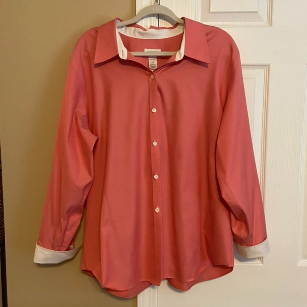 Liz Claiborne Woman - Non-Iron - Long Sleeve Button Down - 18W - Rose Pink